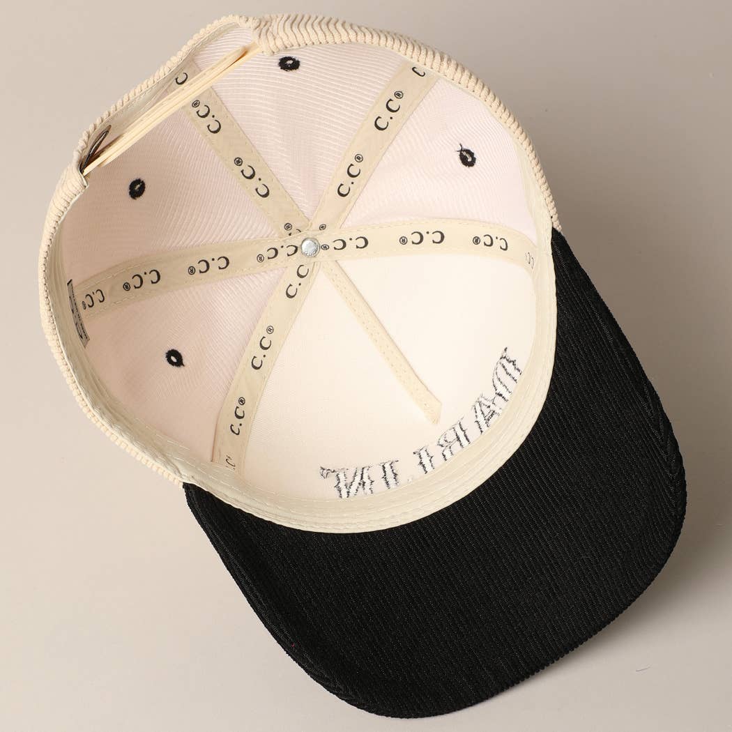 DARLIN' Embroidered Corduroy Trucker Hat