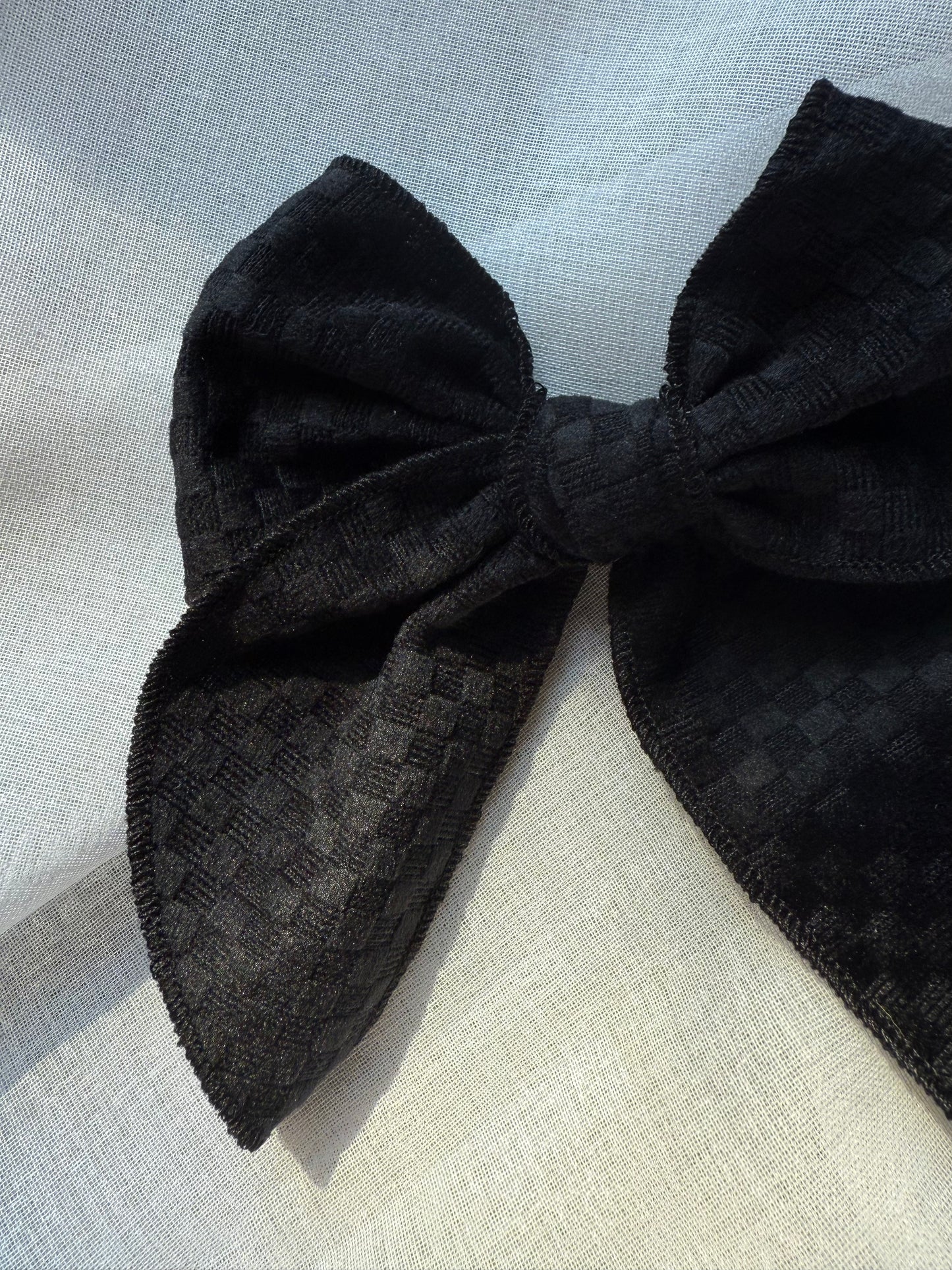Black Velvet Checkered Hair Bow