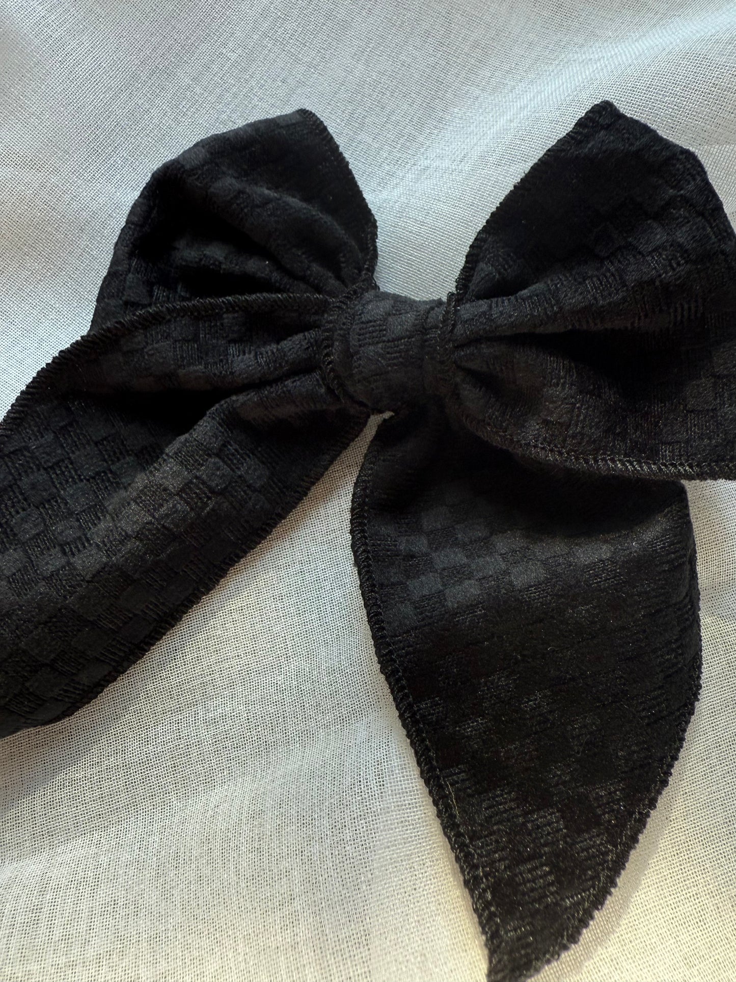 Black Velvet Checkered Hair Bow
