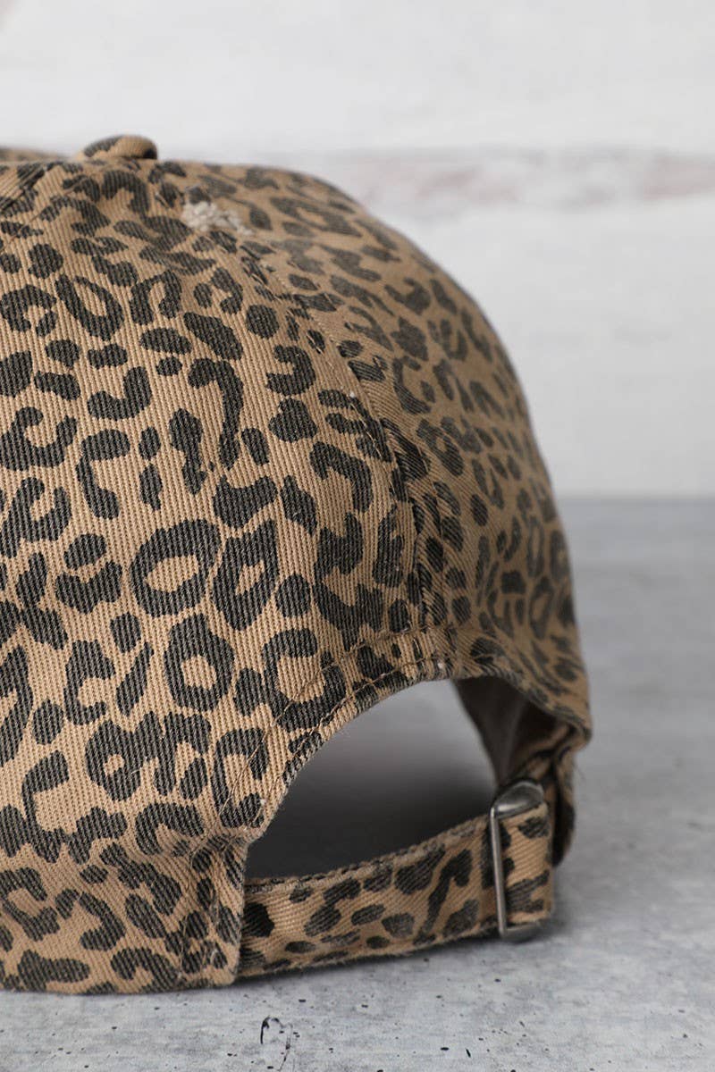 Leopard Distressed Baseball Hat