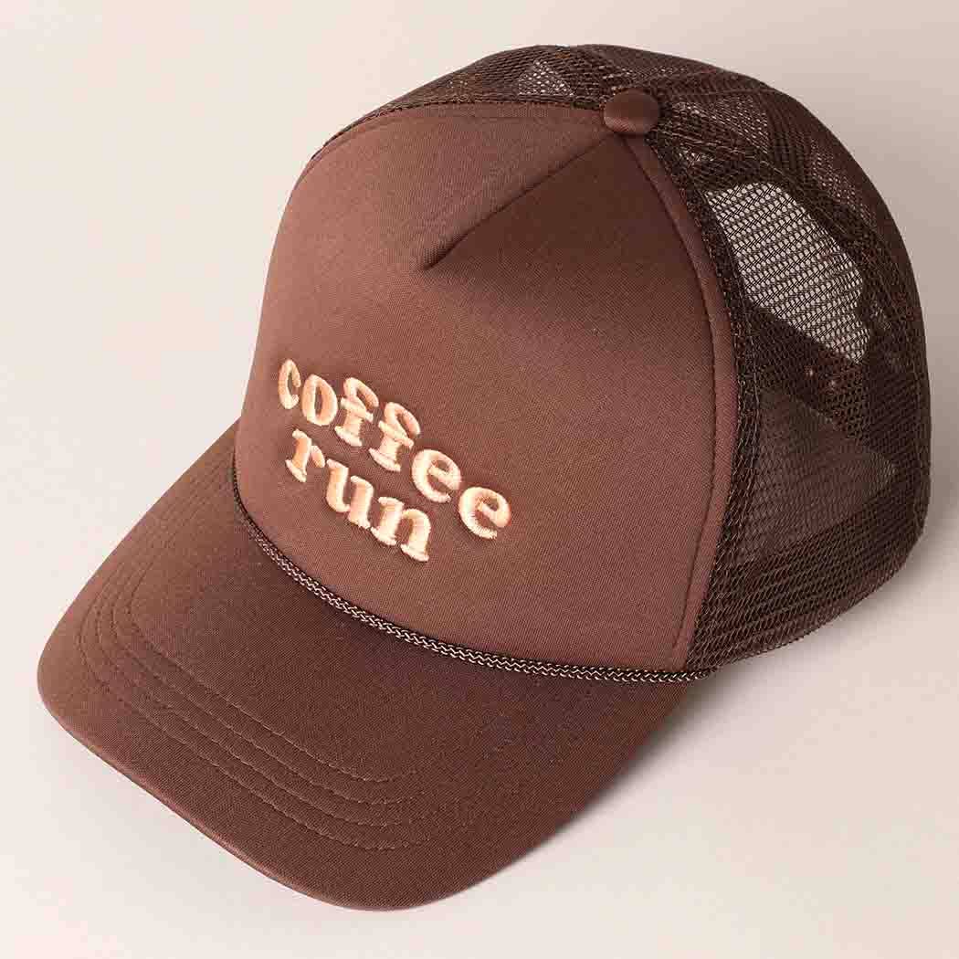 Coffee Run Embroidered Trucker Hat