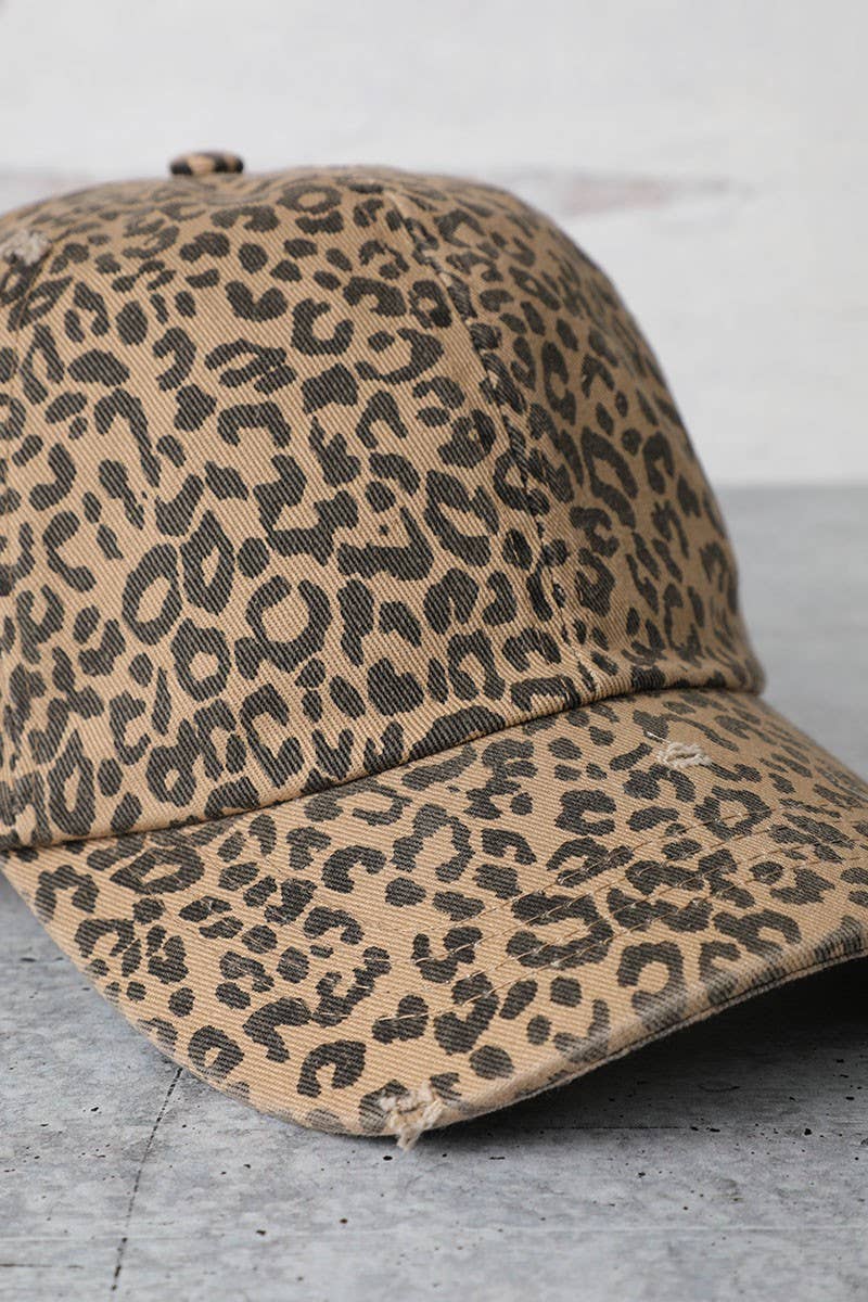 Leopard Distressed Baseball Hat