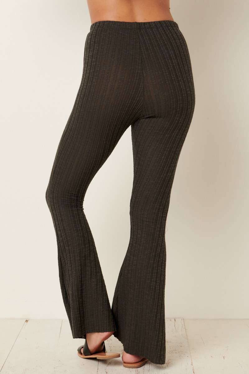 Ribbed Flared Yoga Pants - Charcoal