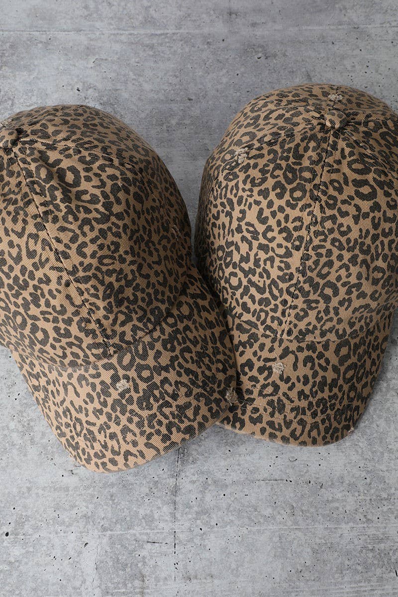 Leopard Distressed Baseball Hat