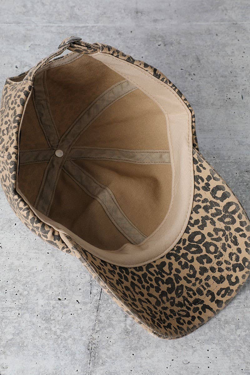 Leopard Distressed Baseball Hat