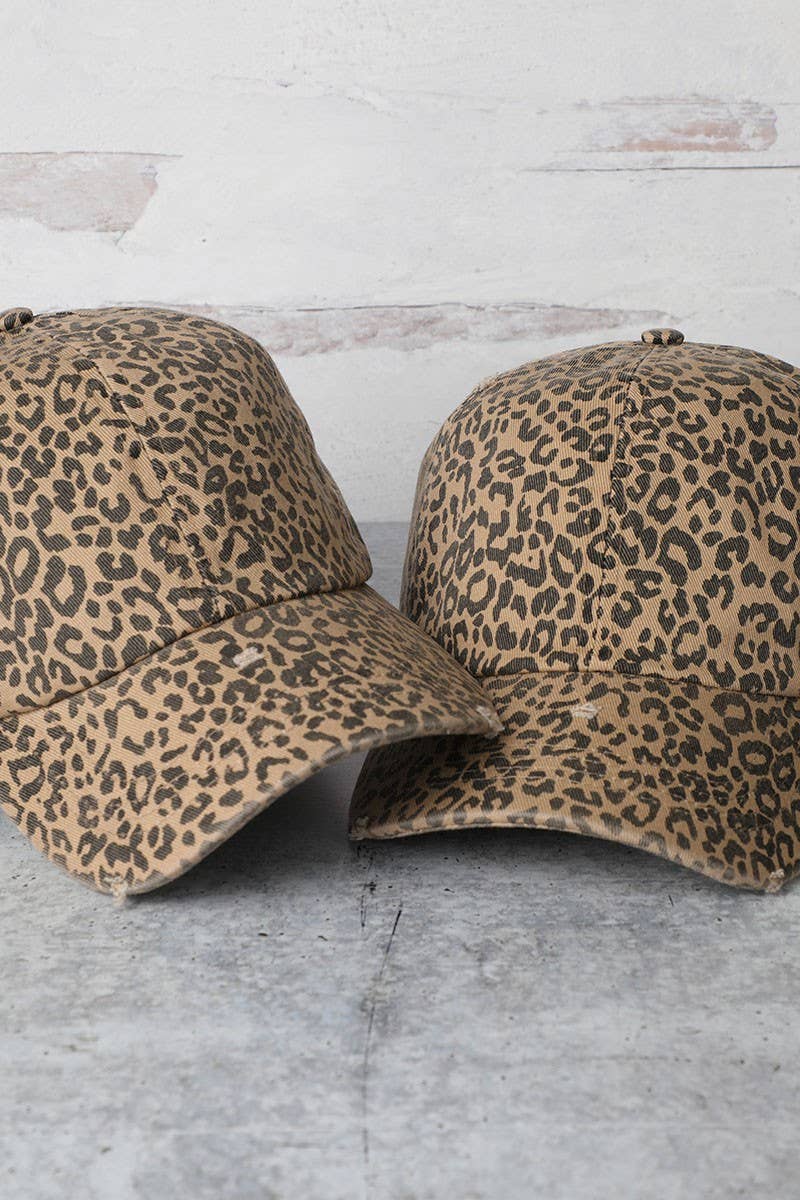 Leopard Distressed Baseball Hat