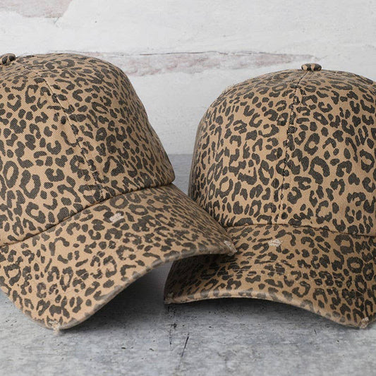 Leopard Distressed Baseball Hat