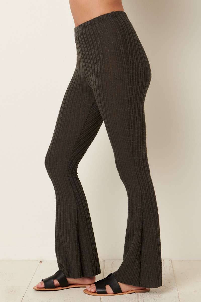 Ribbed Flared Yoga Pants - Charcoal