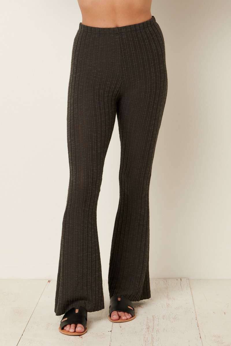 Ribbed Flared Yoga Pants - Charcoal