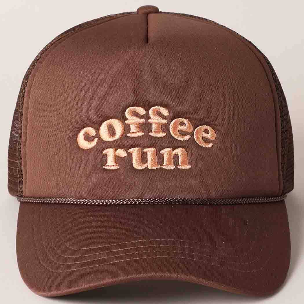 Coffee Run Embroidered Trucker Hat