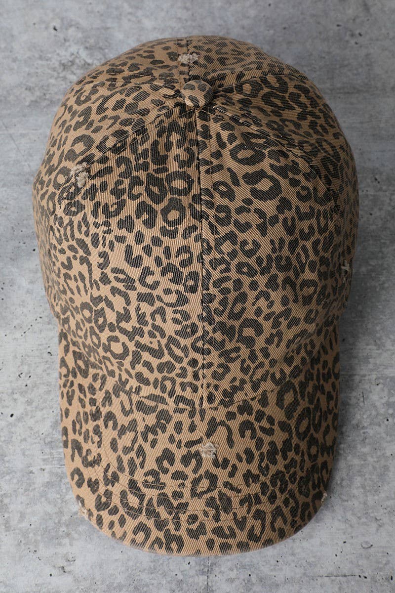 Leopard Distressed Baseball Hat