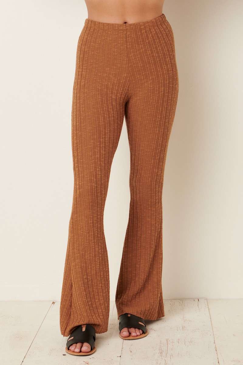 Ribbed Flared Yoga Pants - Honey