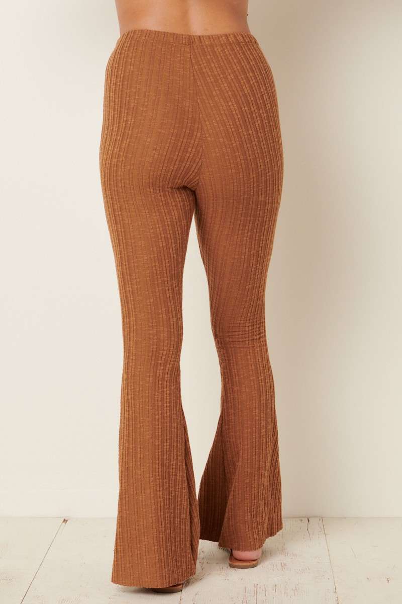 Ribbed Flared Yoga Pants - Honey